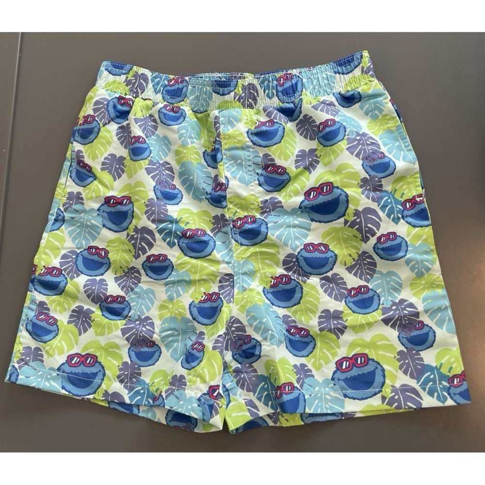 Cookie Monster Swim Trunks Boys Youth XL Sesame Street Place‎ Tropical New